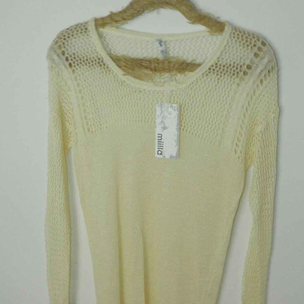 ‎Miilla Sweater Ivory Linen Knit Lightweight Large - Picture 8 of 10